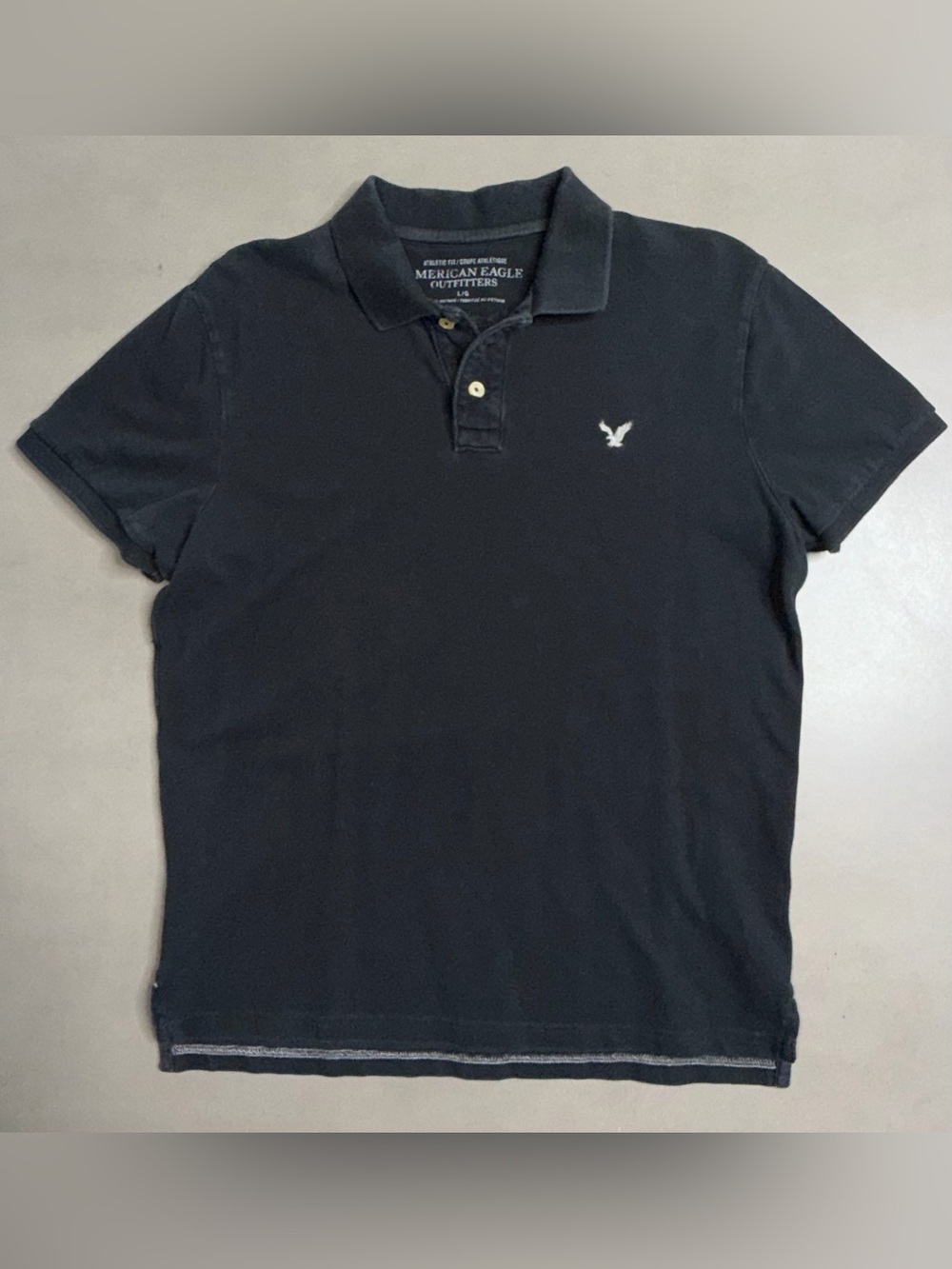 American Eagle Outfitters Athletic Fit Black Short Sleeve Polo Shirt - L